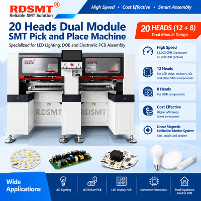20 Heads Dual Module High Speed Pick and Place Machine SMT Placement Machine for LED DOB PCB Assembly