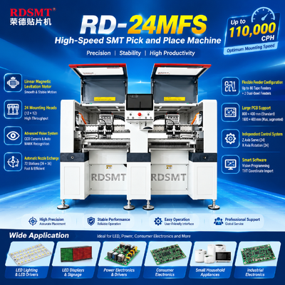 24 Head Linear Magnetic Levitation Motor SMT Pick and Place Machine with Automatic Nozzle Exchange for LED Driver PCB Assembly